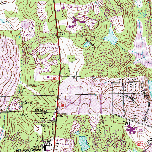 Topographic Map of Asbury United Methodist Church, NC