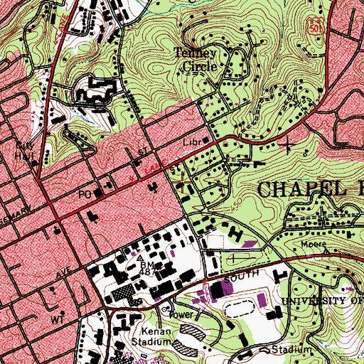 Topographic Map of Aldermon Residence Hall, NC