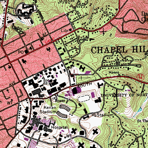 Topographic Map of Alexander Residence Hall, NC