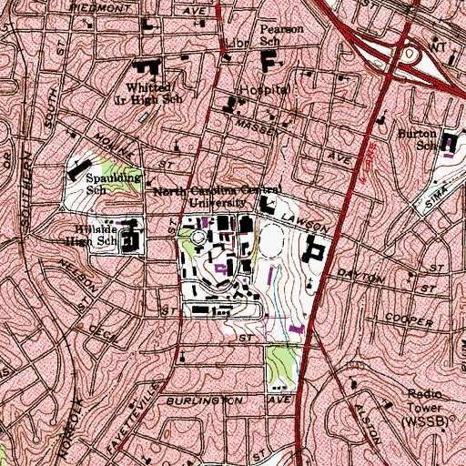 Topographic Map of Alexander-Dunn Building, NC