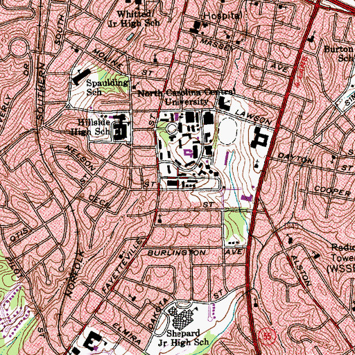 Topographic Map of Alfonso Elder Student Union, NC