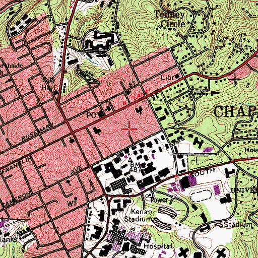 Topographic Map of Alumni Hall, NC