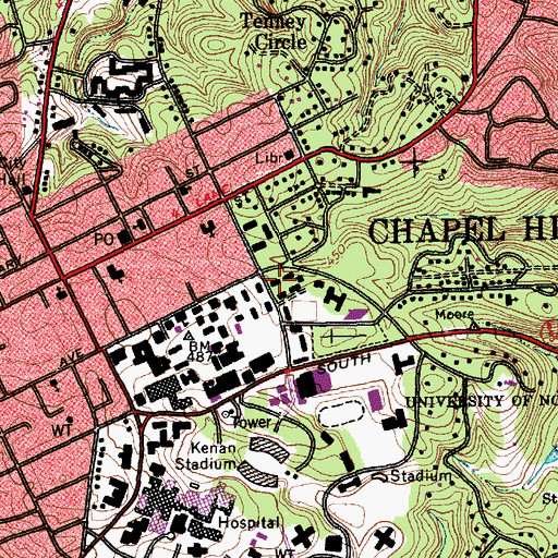 Topographic Map of Aycock Residence Hall, NC