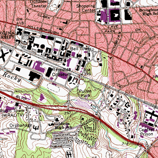 Topographic Map of Bagwell Residence Hall, NC