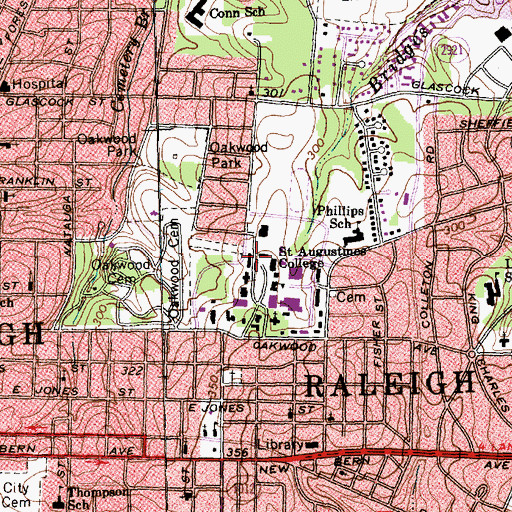 Topographic Map of Baker Hall, NC