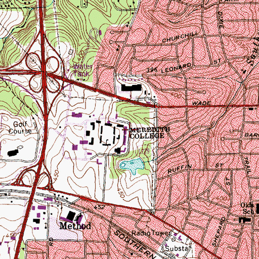 Topographic Map of Barefoot Residence Hall, NC