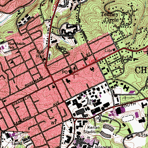 Topographic Map of Battle Hall, NC