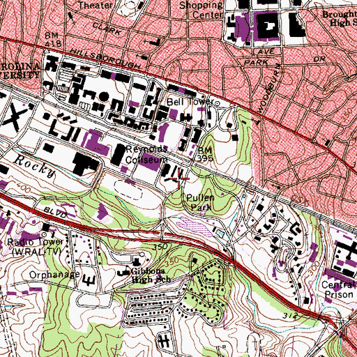Topographic Map of Berry Residence Hall, NC