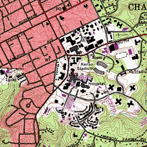 Topographic Map of Bondurant Hall, NC
