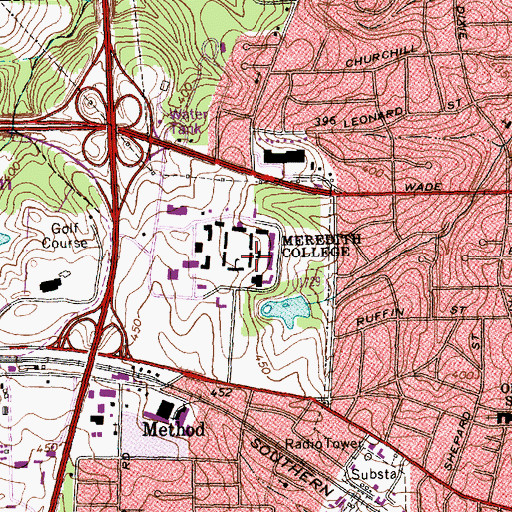 Topographic Map of Brewer Residence Hall, NC