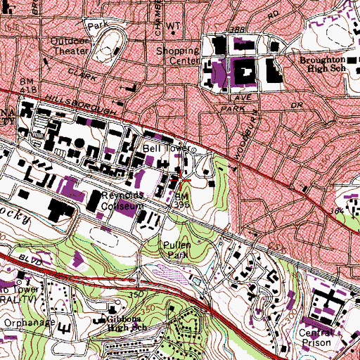 Topographic Map of Brooks Hall, NC