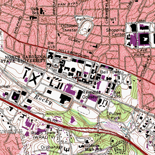 Topographic Map of Broughton Hall, NC