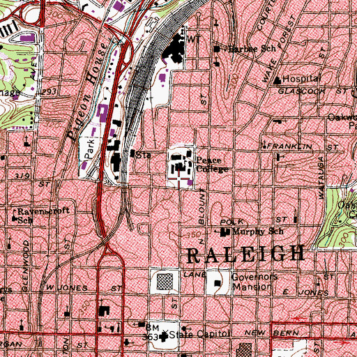 Topographic Map of Browne-McPherson Music Building-Kenan Recital Hall, NC