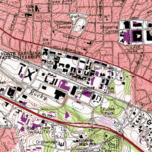 Topographic Map of Bureau of Mines Building, NC