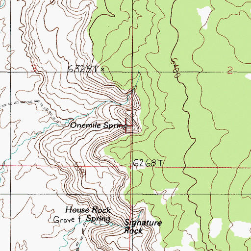 Topographic Map of One Mile, AZ
