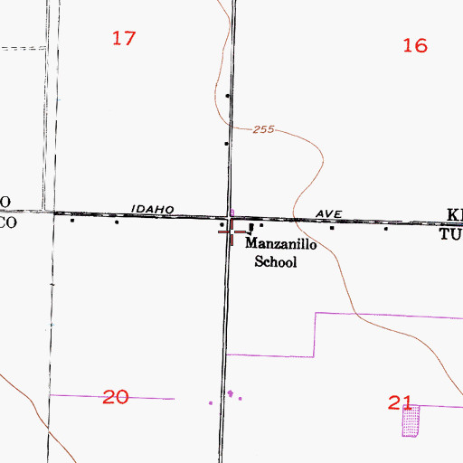 Topographic Map of Manzanillo School, CA