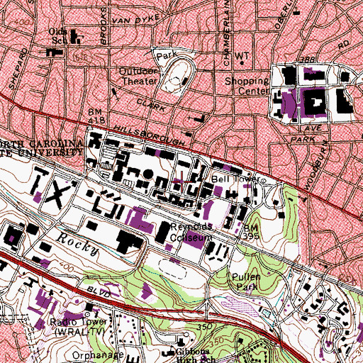 Topographic Map of Burlington Engineering Laboratories, NC