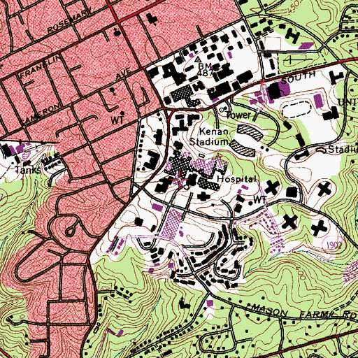 Topographic Map of Burnett Womack Building, NC
