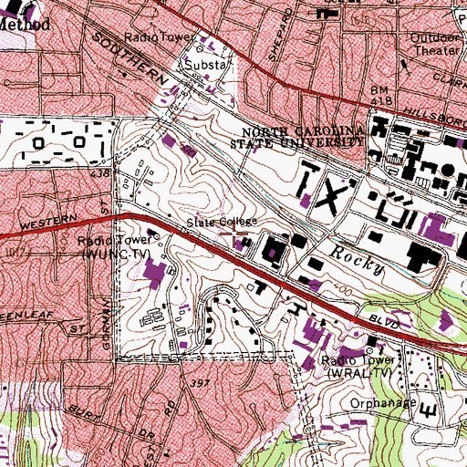 Topographic Map of Butler Communications Building, NC