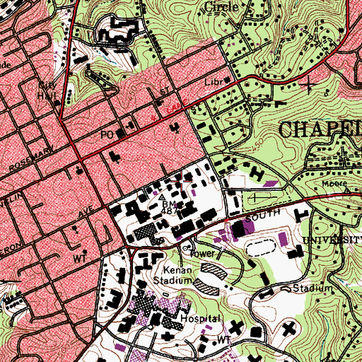 Topographic Map of Bynum Hall, NC