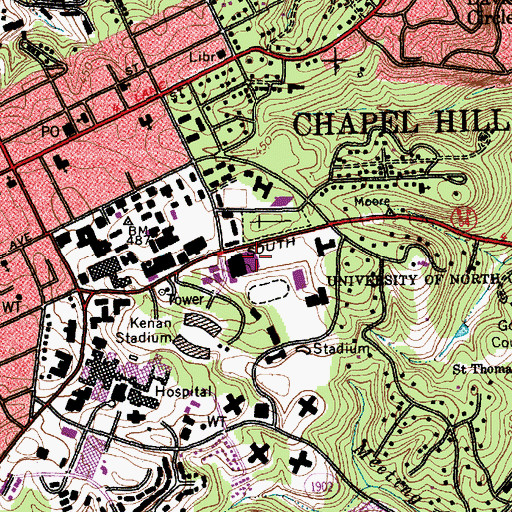 Topographic Map of Carmichael Auditorium, NC