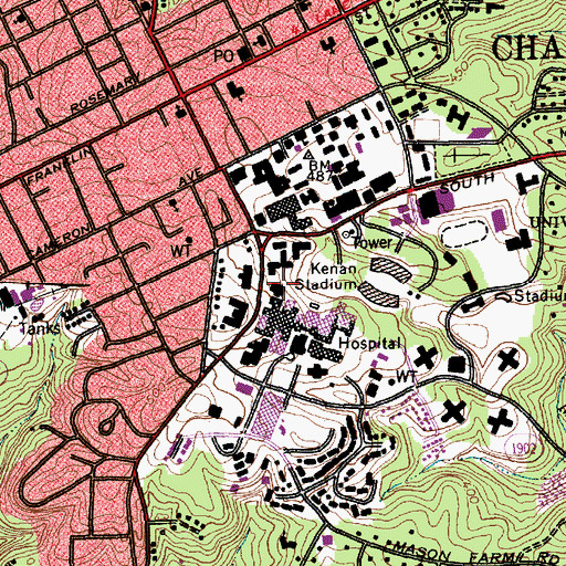 Topographic Map of Carrington Hall, NC
