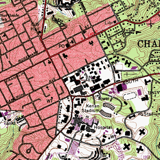 Topographic Map of Carroll Hall, NC