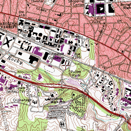 Topographic Map of Clark Hall, NC