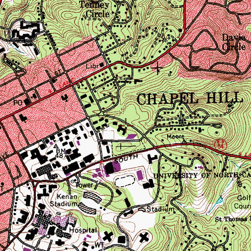 Topographic Map of Cobb Residence Hall, NC