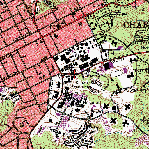 Topographic Map of Coker Hall, NC