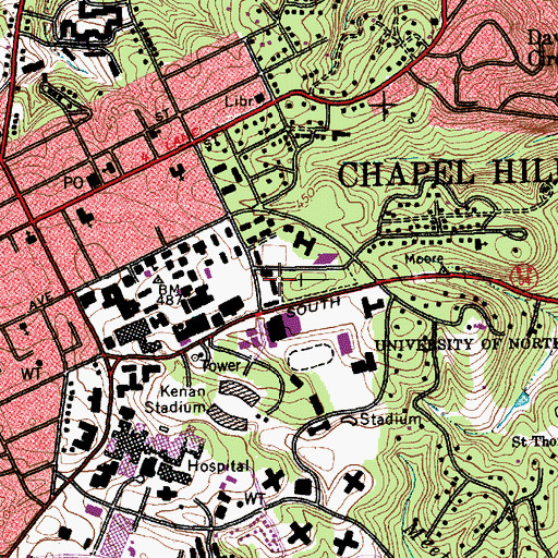 Topographic Map of Connor Residence Hall, NC