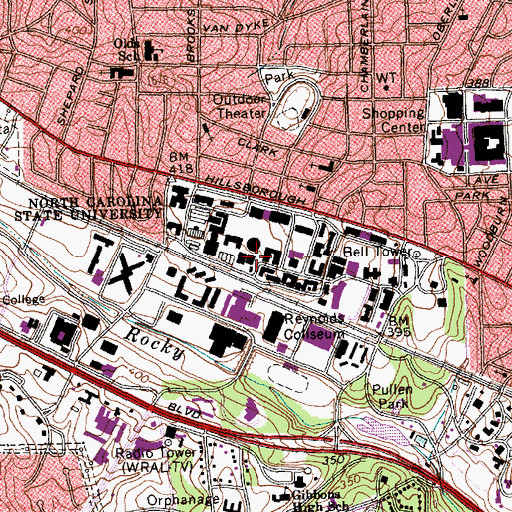 Topographic Map of Cox Hall, NC
