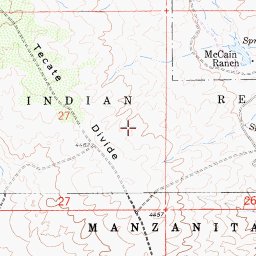 Topographic Map of Manzanita Reservation, CA