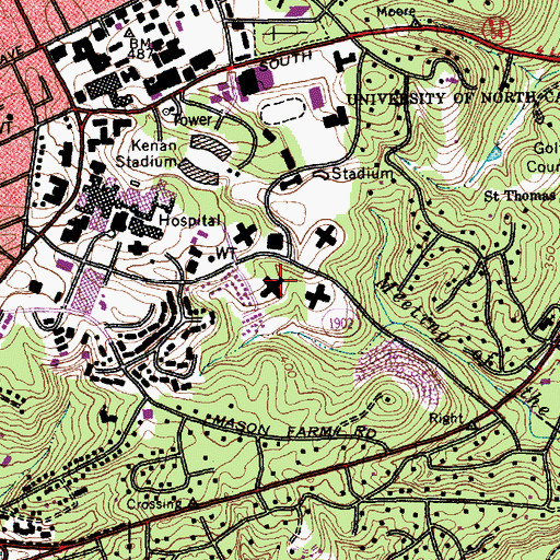Topographic Map of Craige Residence Hall, NC