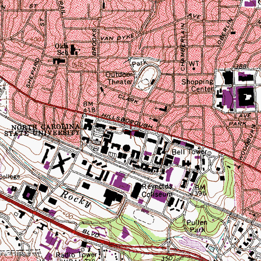 Topographic Map of D H Hill Library, NC