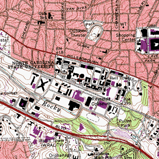 Topographic Map of Dabney Hall, NC