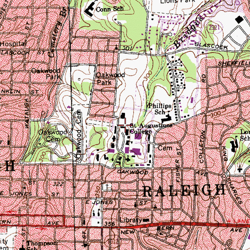 Topographic Map of Delany Hall, NC