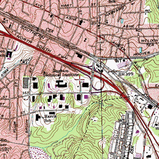 Topographic Map of Durham Exchange Club, NC