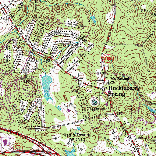 Topographic Map of Durham Fire Department Station 10, NC