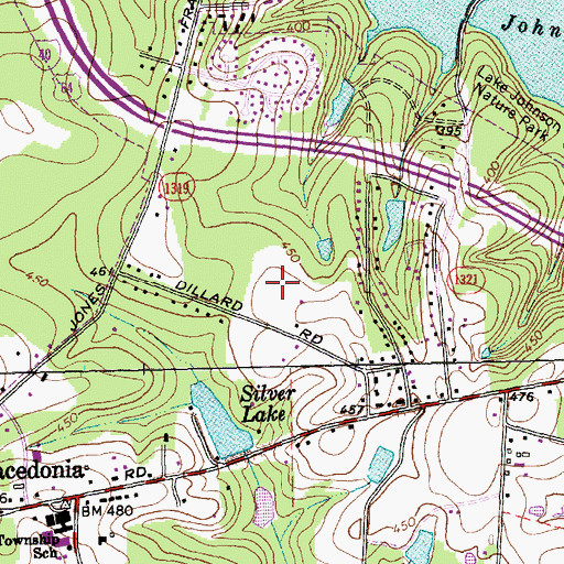 Topographic Map of Dillard Drive Middle School, NC