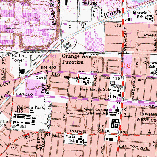 Topographic Map of Manzanita Elementary School, CA