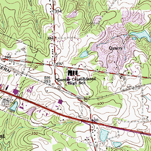 Topographic Map of East Garner Middle School, NC