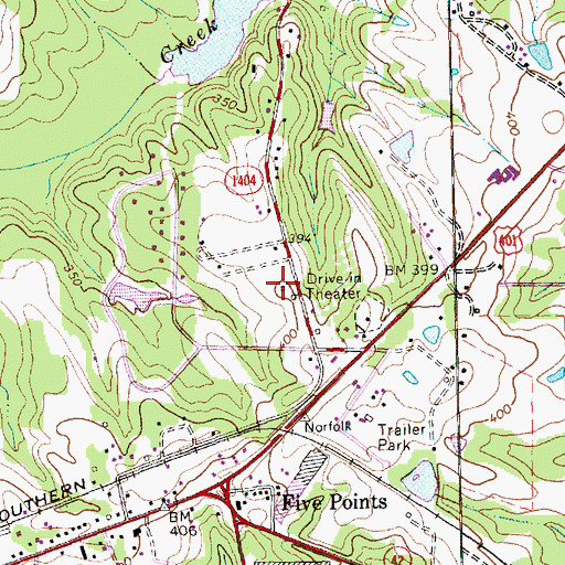 Topographic Map of Fuquay - Varina Elementary School, NC