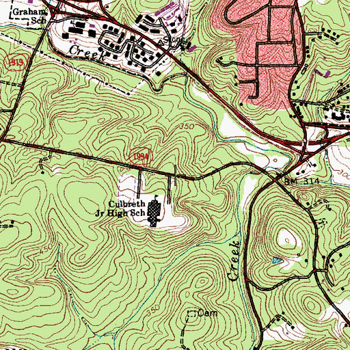 Topographic Map of Grey Culbreth Middle School, NC