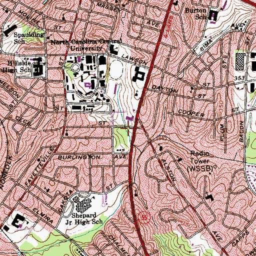 Topographic Map of J D Clement Early College High School, NC