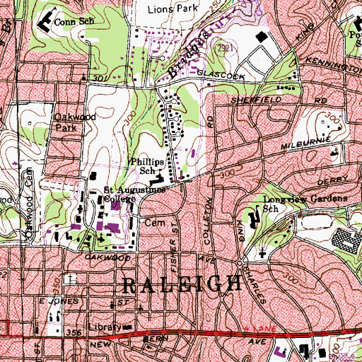 Topographic Map of Phillips High School, NC