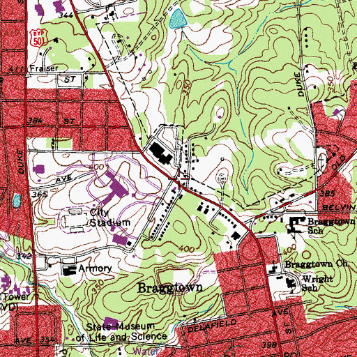 Topographic Map of Watts School of Nursing, NC
