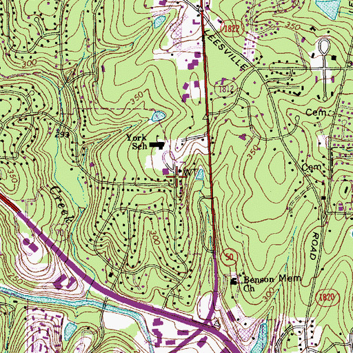 Topographic Map of York Elementary School, NC