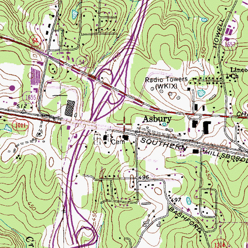 Topographic Map of Ephesus Baptist Church, NC