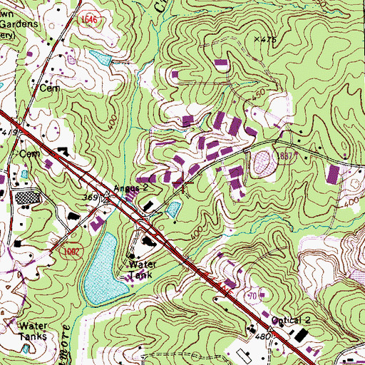 Topographic Map of Evergreen Community Church, NC